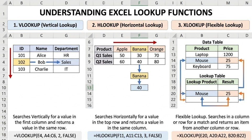 Master VLOOKUP, HLOOKUP, XLOOKUP, LEFT & RIGHT in Excel